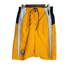 Zero Xposur Yellow & Blue Pockets Men's Swim Trunks Size XL